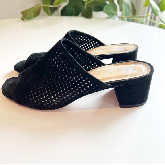 Brown’s Black Block Heel Suede Sandals Size 7 - Picture 5 of 8